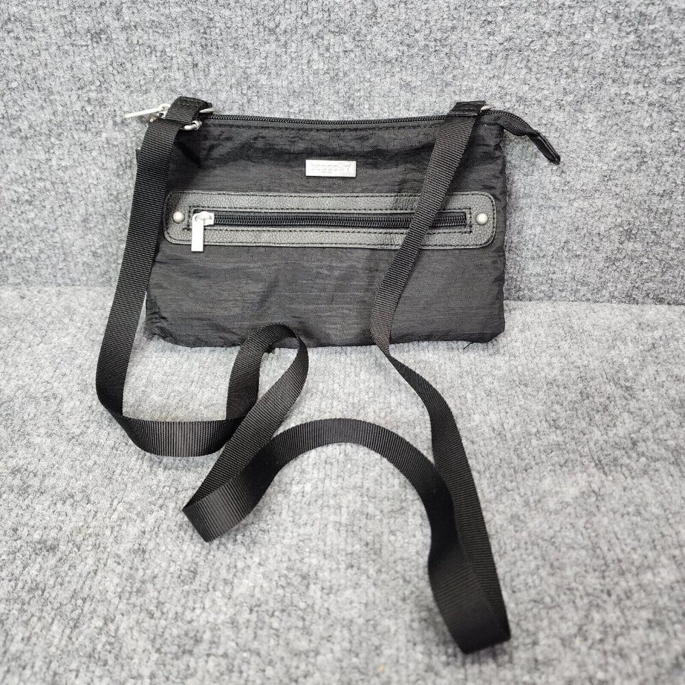 Baggallini Black Nylon Crossbody Zipper Front Pocket Handbag Bag Purse Organizer
